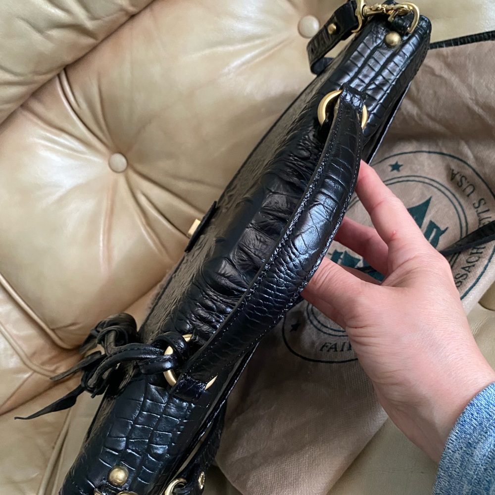 NWOT Vintage Brahmin Amata Rose Tassel Bag & Charm Leather Croc Lady FIRM PRICE - Picture 8 of 16